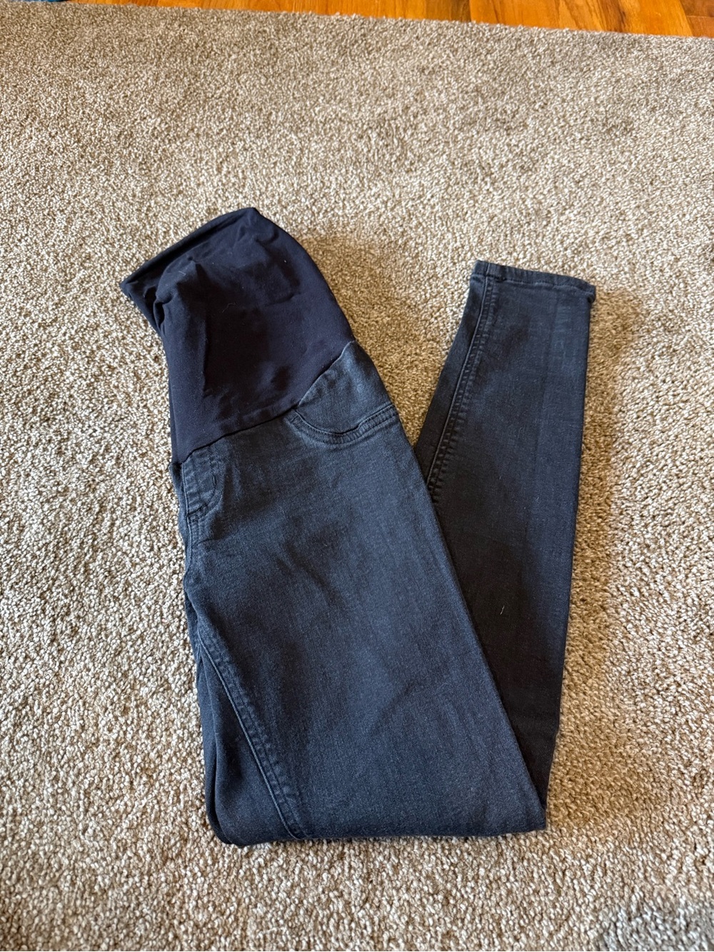 Indigo Blue Black Maternity Overband Leggings